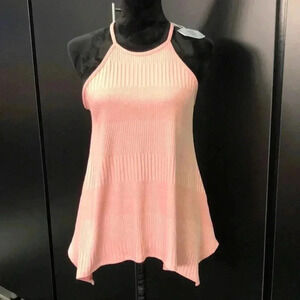 Lazy Sundays Knit halter top,asymmetrical hemline,key hole back,sleeveless,flowy